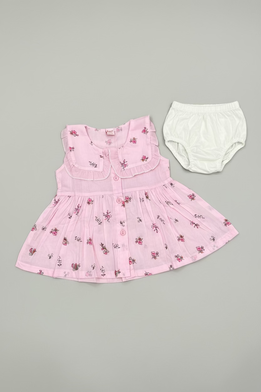 Baby Girls Floral Cotton Frock Set with Inner Shorts-89