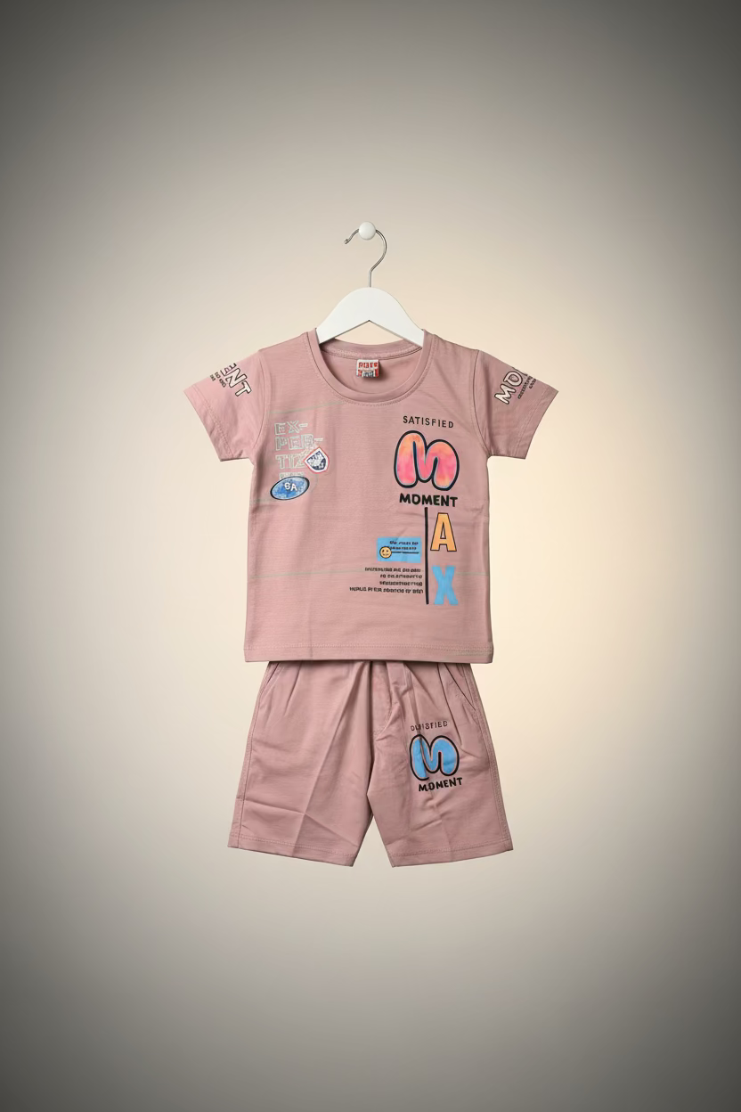 Kids Printed T-Shirt & Shorts Co-Ord Set –356
