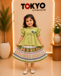 Girls Floral Pleated Skirt Set with Bow Detail Top.148..