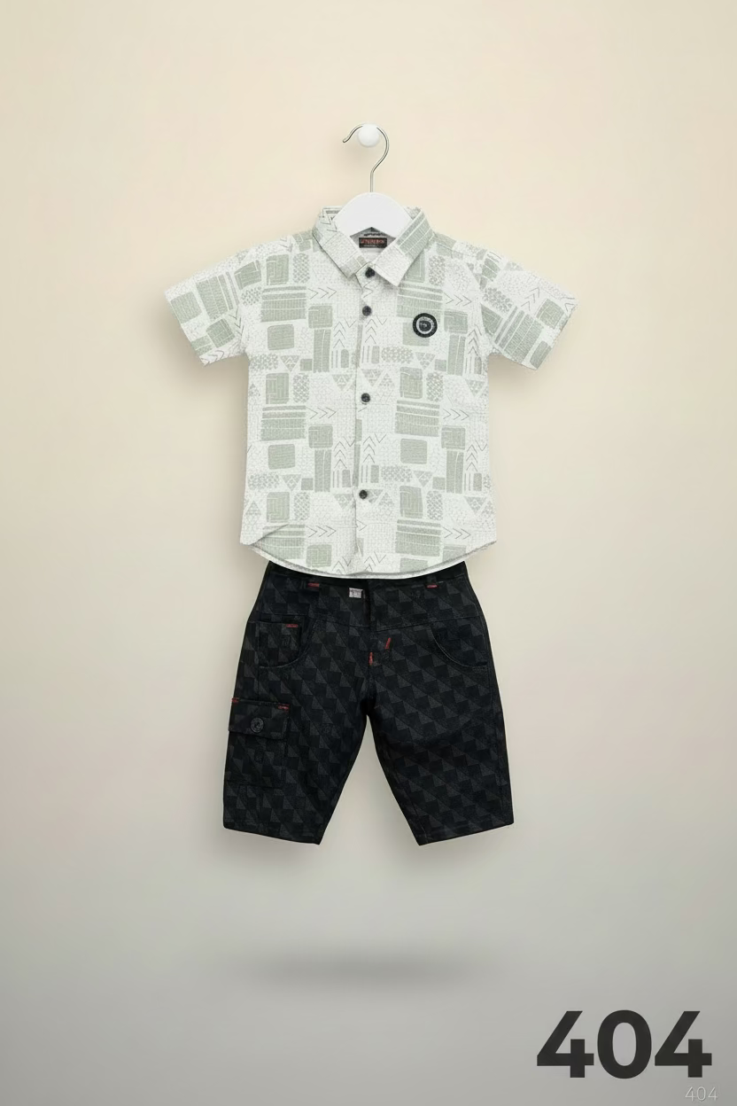 Kids Premium Printed Shirt & Patterned Pant Set-404