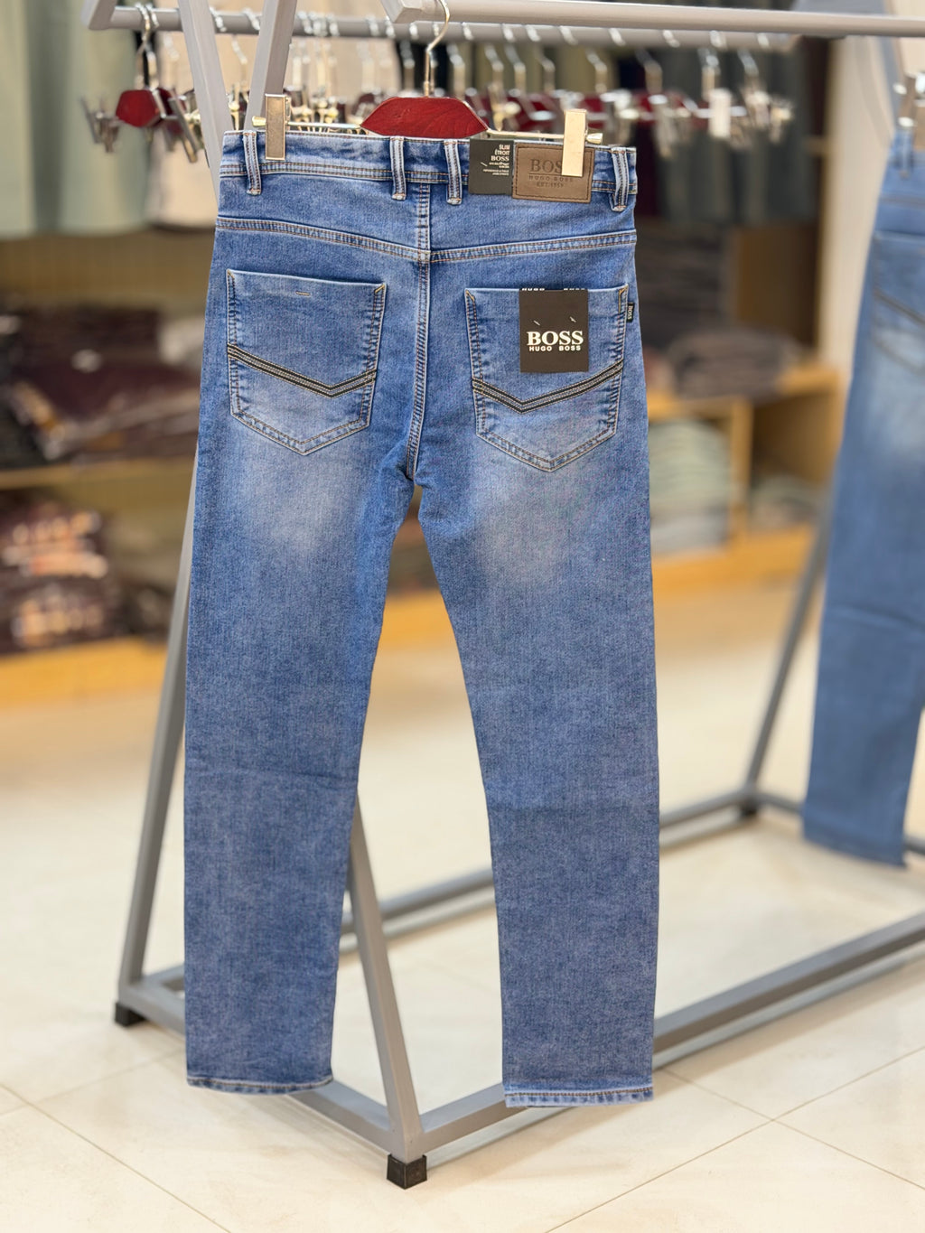 Men's Knit Denim Slim Fit Jeans – Soft Stretch Comfort deep 802