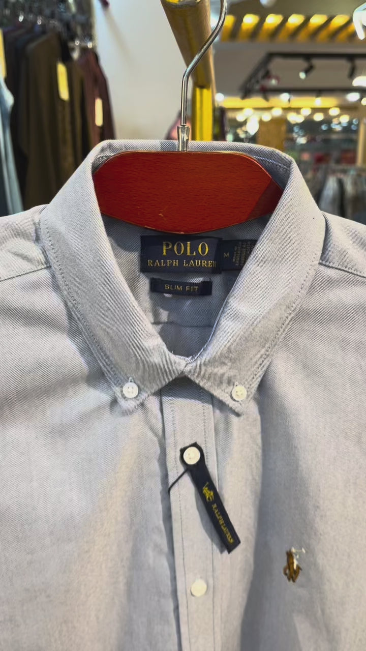 Premium Solid LOGO Oxford Cotton Shirt RLS SKY 208