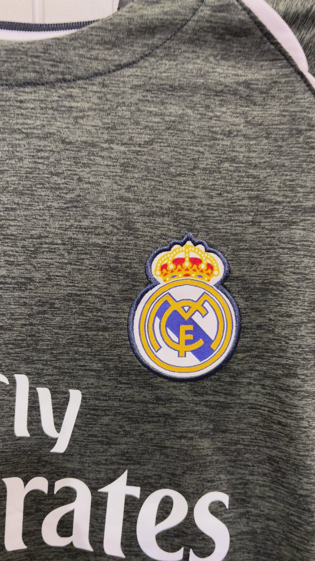 Real Madrid Grey Heather Football Jersey (Fly Emirates) Green
