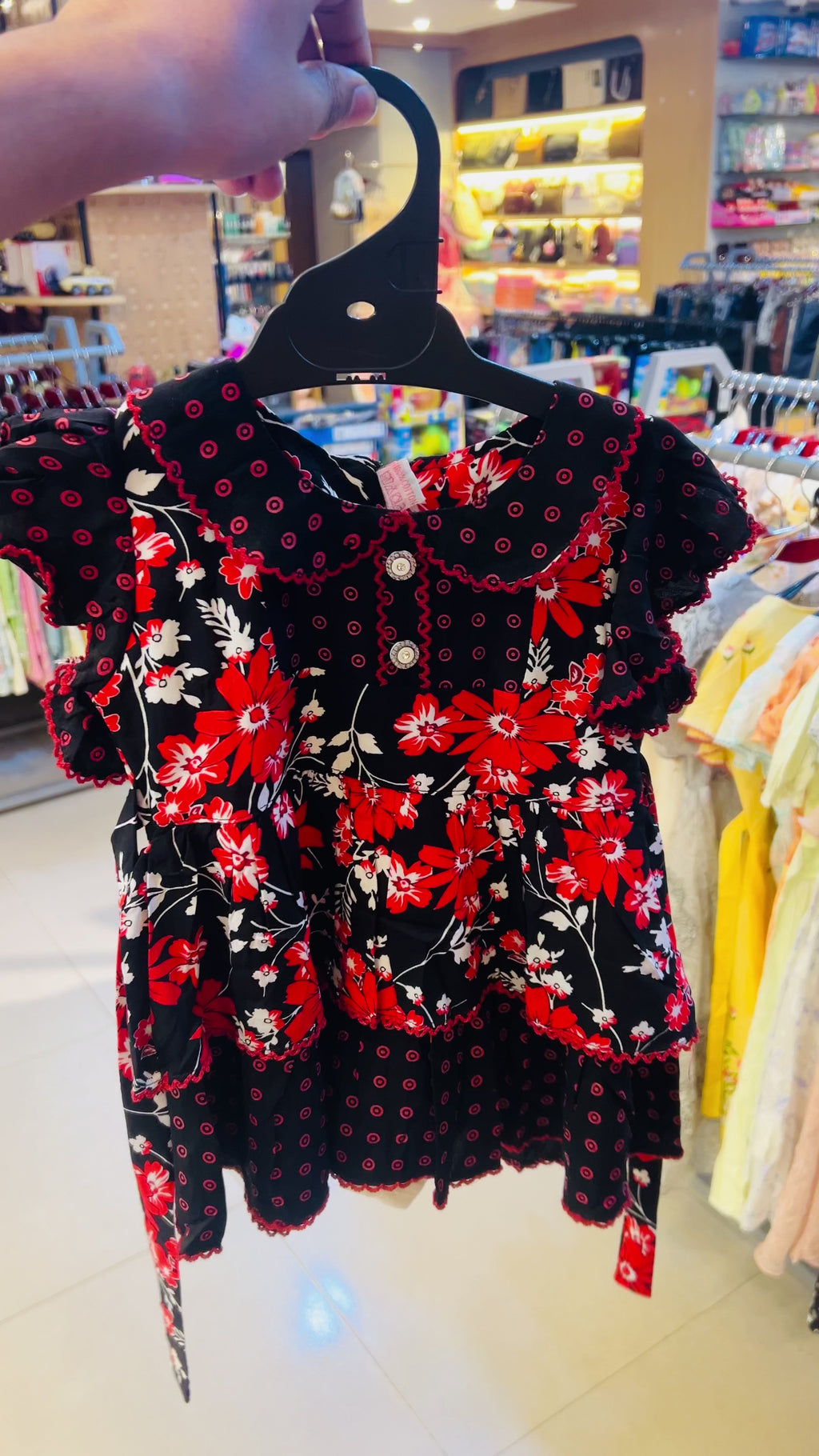 Girls Floral Printed Frock with White Shorts Set A204