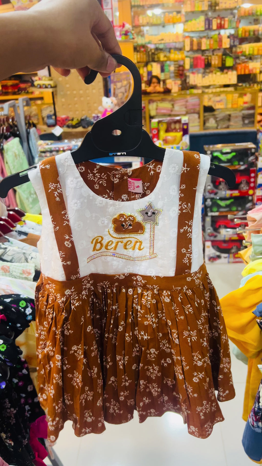 Baby Girls “Beren” Embroidered Floral Cotton Dress Set with Bloomers 1401
