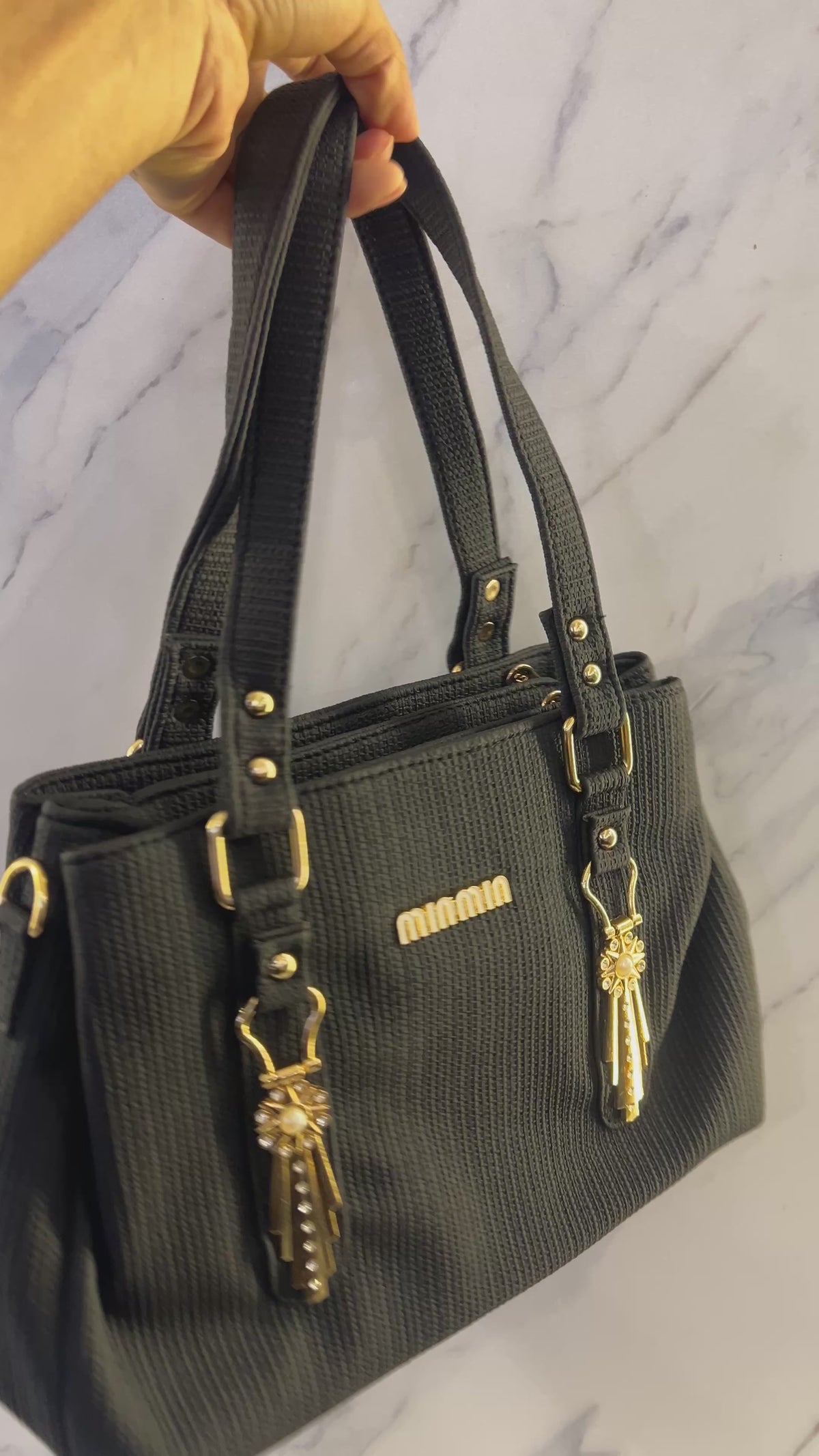 Premium Textured Charm Tote Bag – LB58
