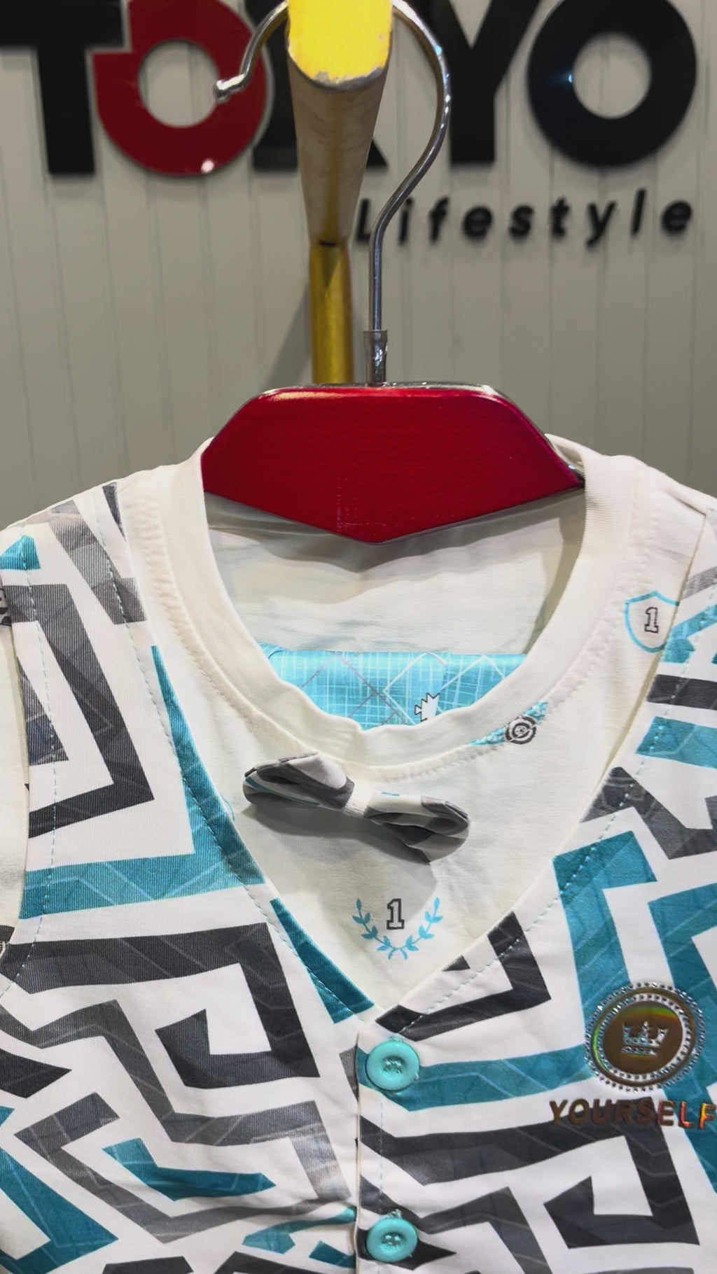 Kids Premium Printed T-Shirt & Shorts Set with Waistcoat Design-271