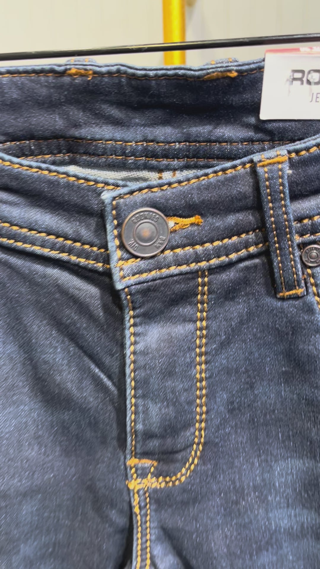 Dark Blue 5 Pocket Mid-Rise Slim Straight Fit Knit Jeans RJ6375