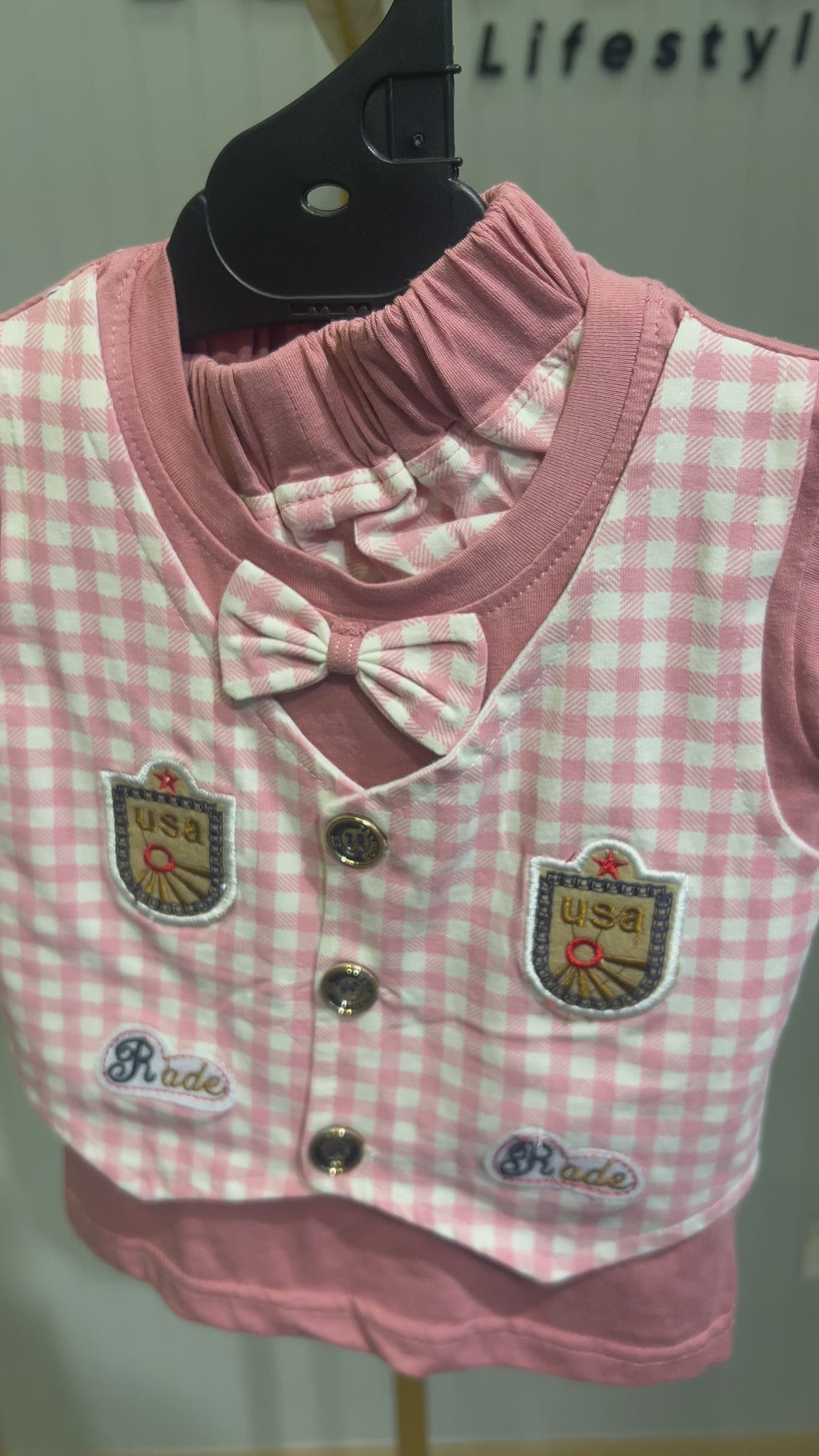 Kids Checkered T-Shirt & Shorts Set-288