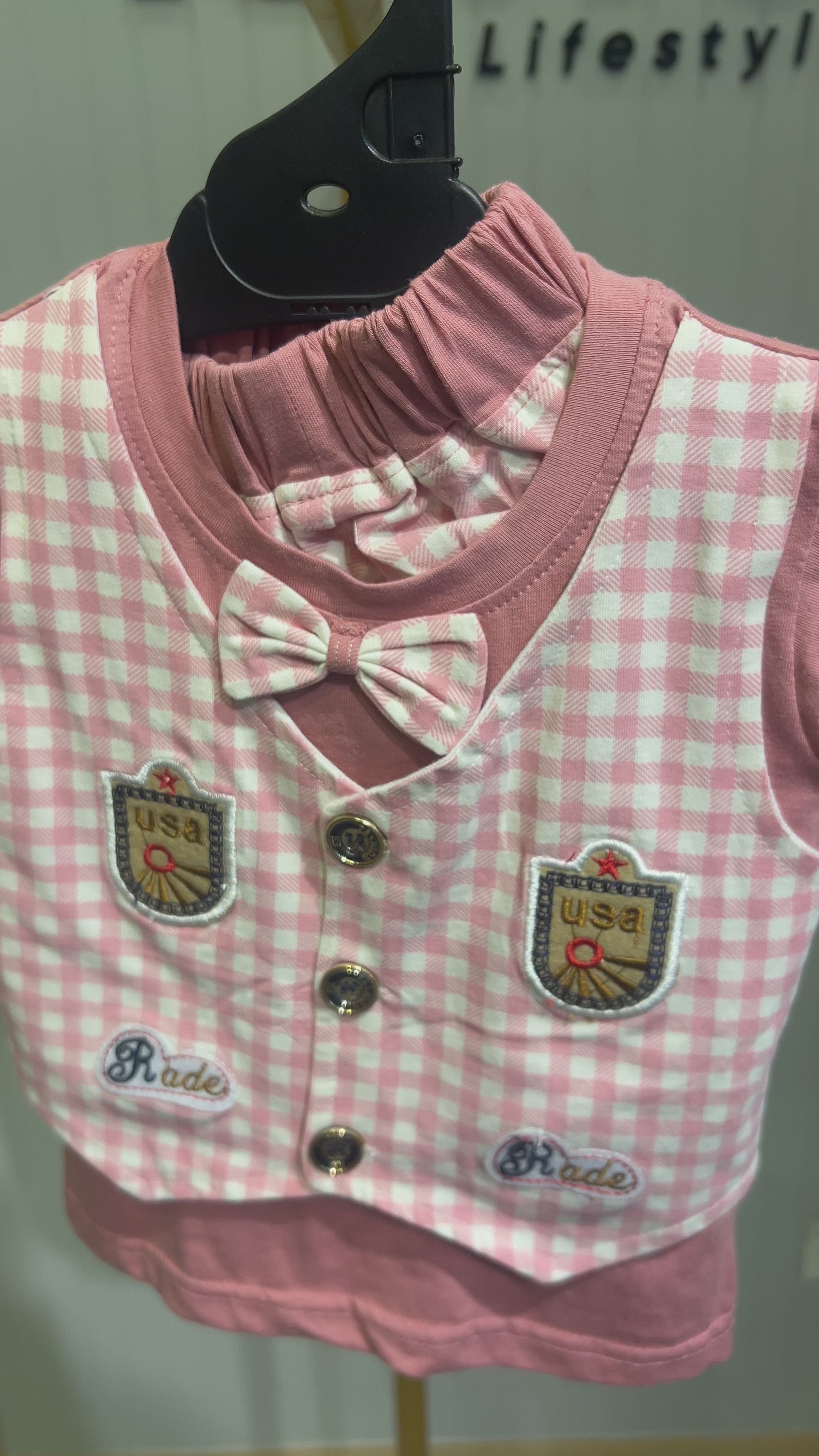 Kids Checkered T-Shirt & Shorts Set-288