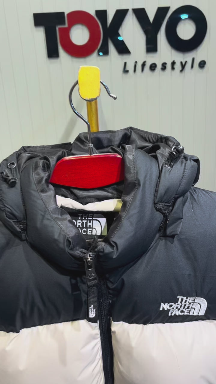 Mens Premium Hooded Puffer Jacket Off White