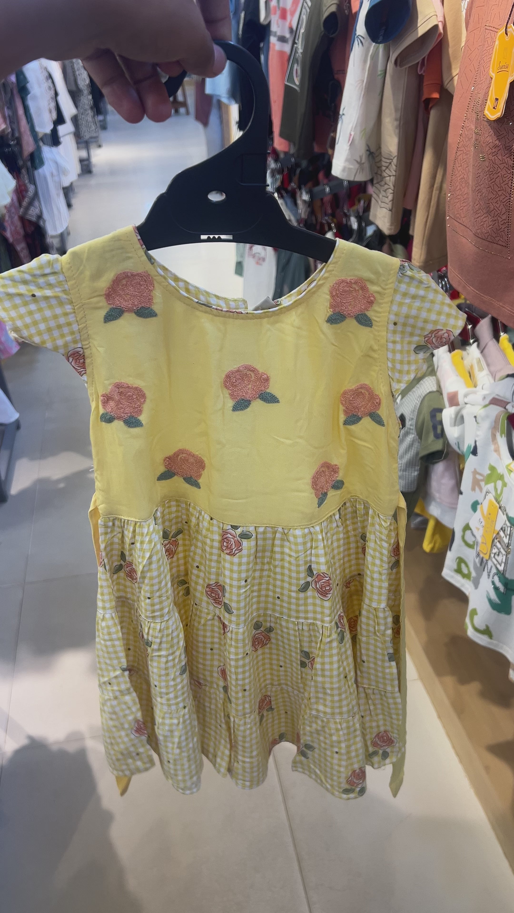 Baby Girl Floral Checkered Frock Dress with Diaper Cover Set198