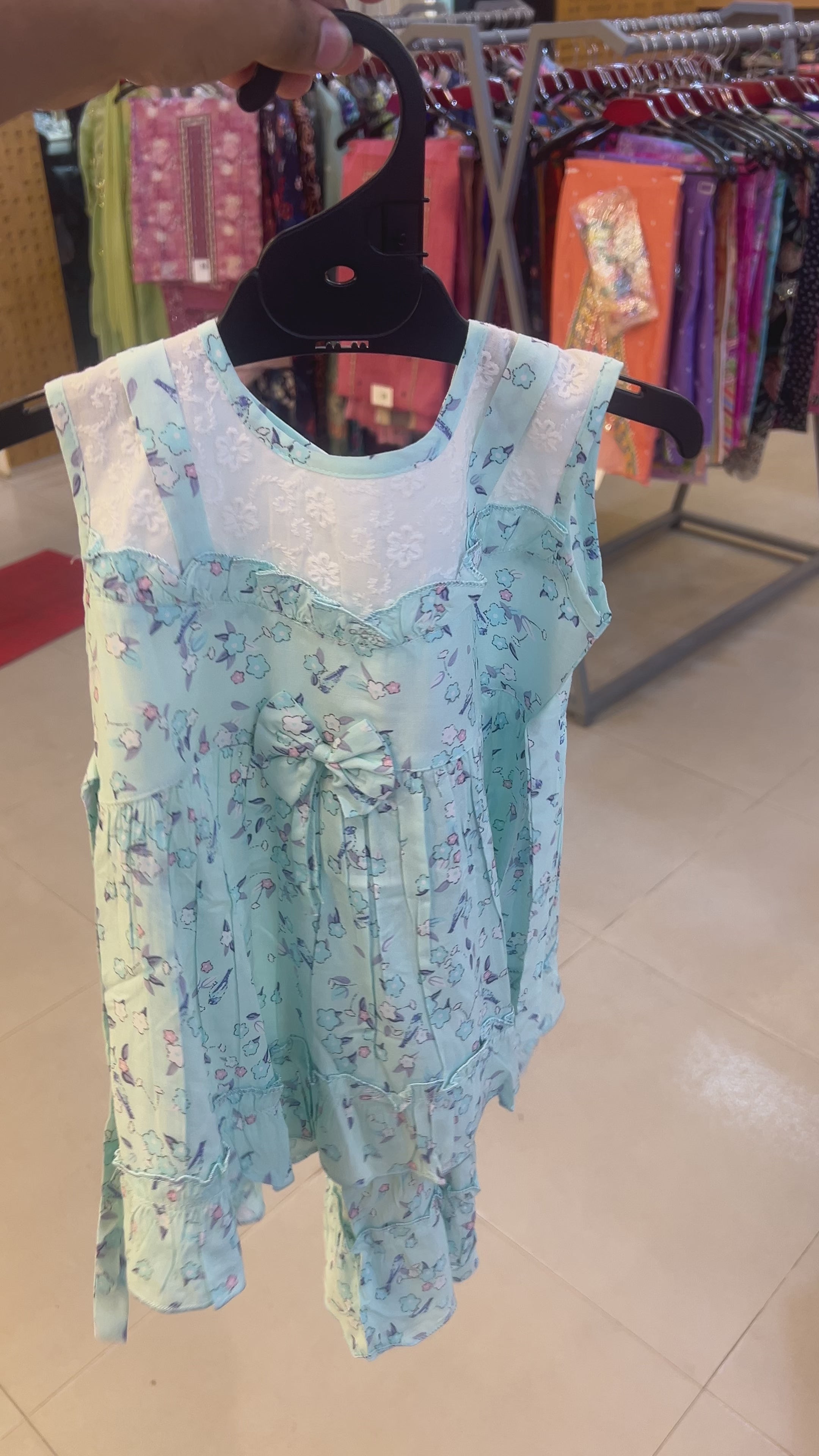 Girls Floral Dress with Matching Bottom Set 077