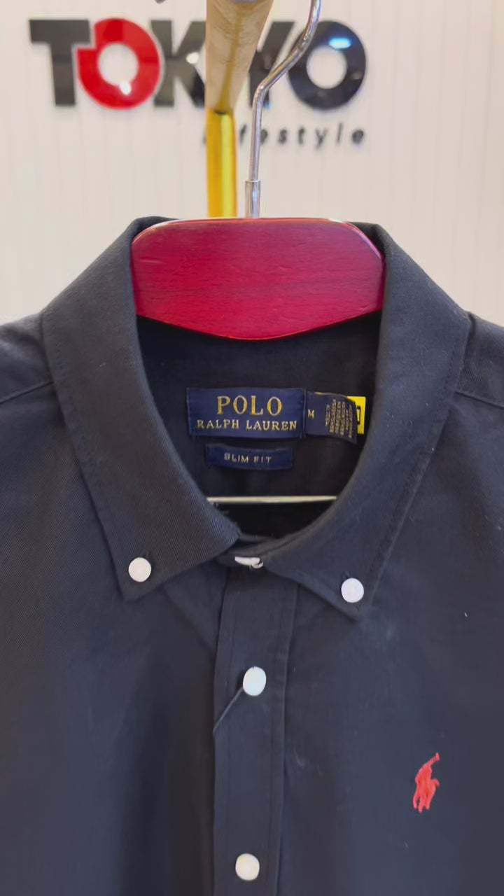 Premium Solid LOGO Oxford Cotton Shirt RLS Navy 203