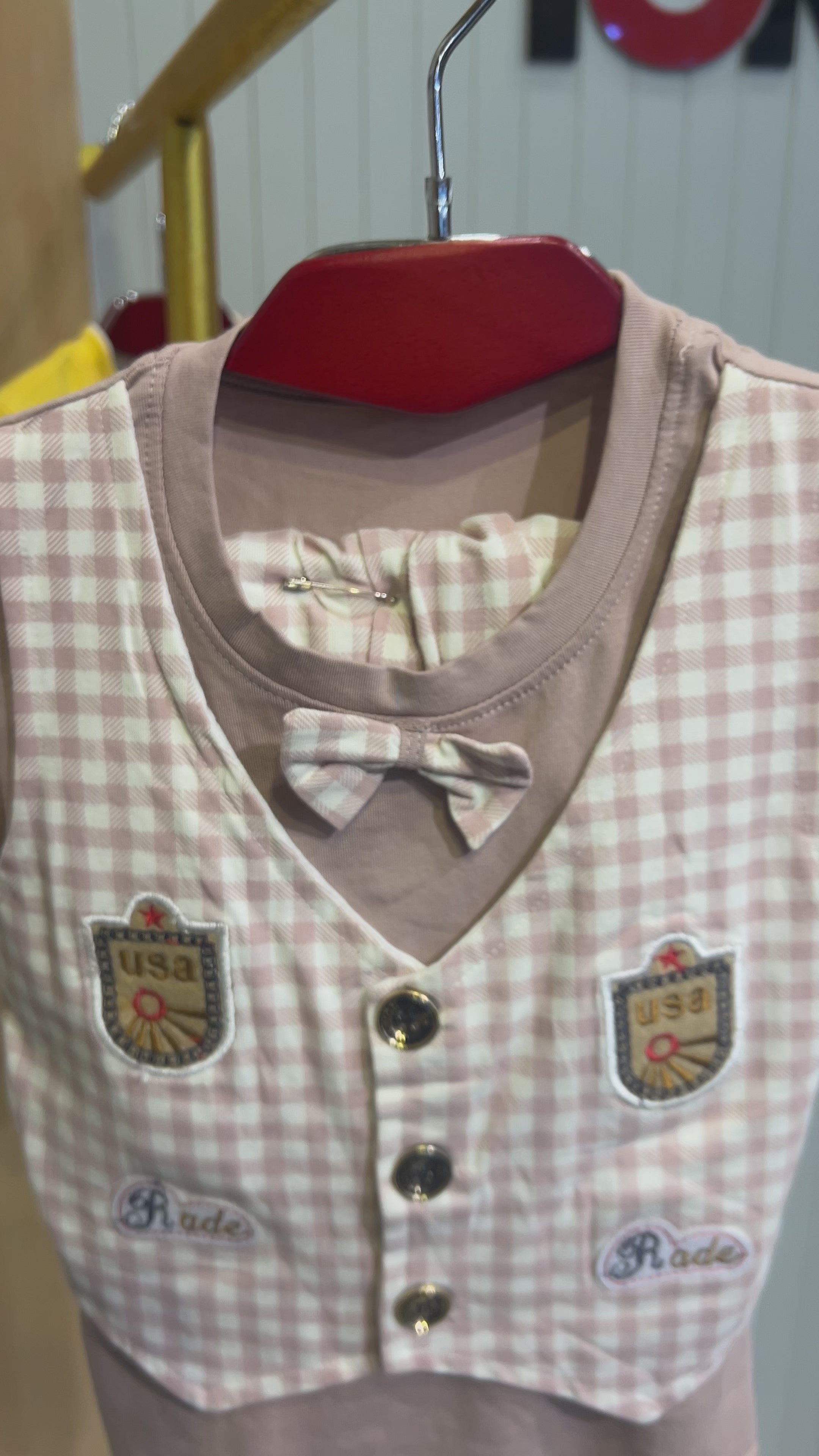 Baby Boys Smart Vest Style T-Shirt & Check Shorts Set 294