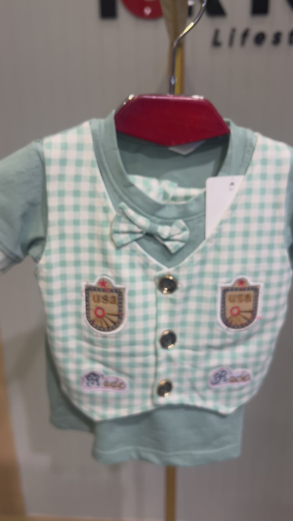 Kids Checkered T-Shirt & Shorts Set-288