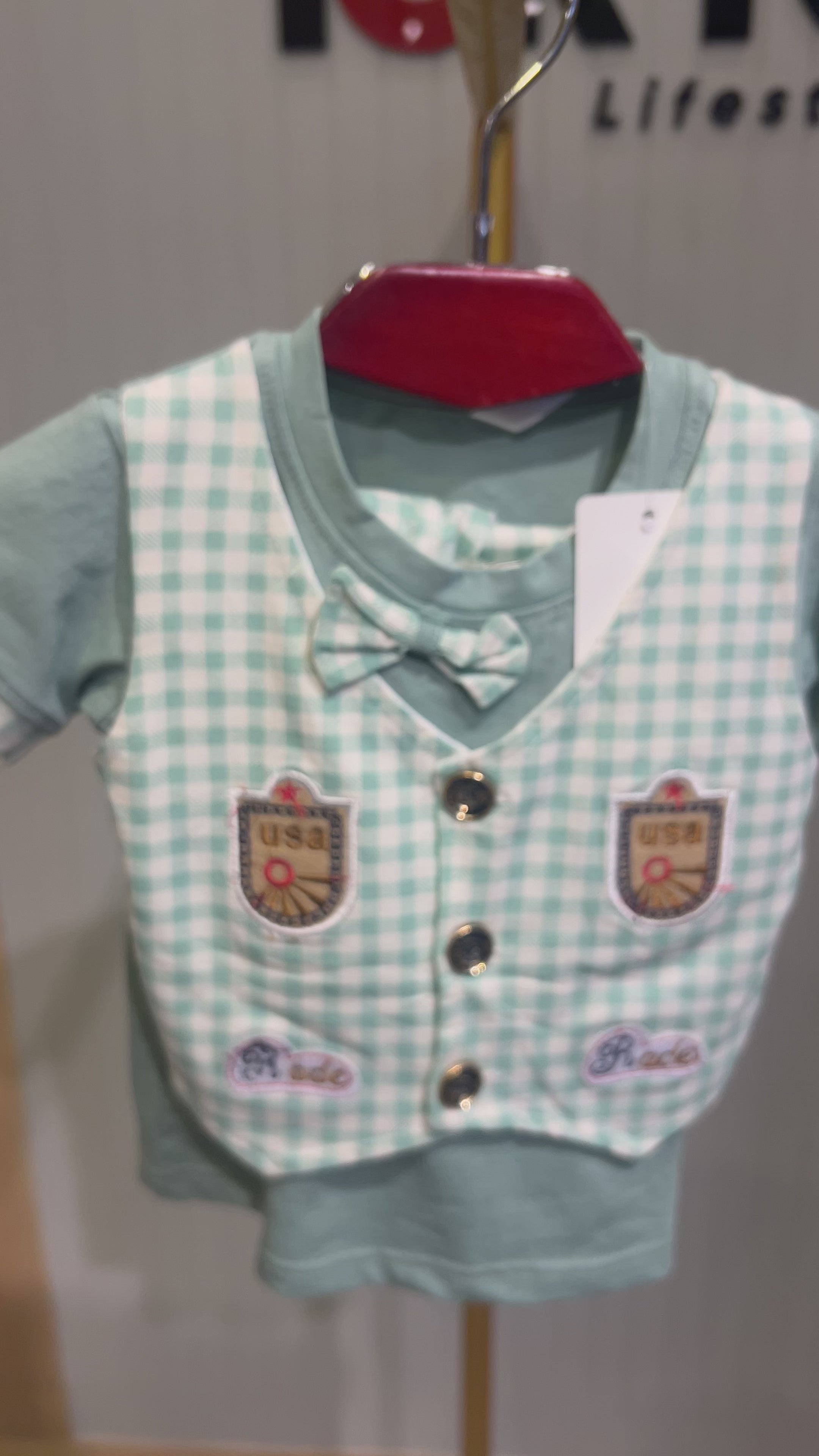 Kids Checkered T-Shirt & Shorts Set-288