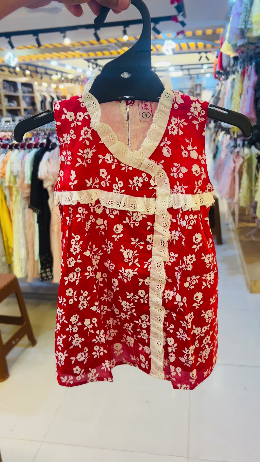 Girls Floral Printed Cotton Top & Shorts Set with Lace Detail-105