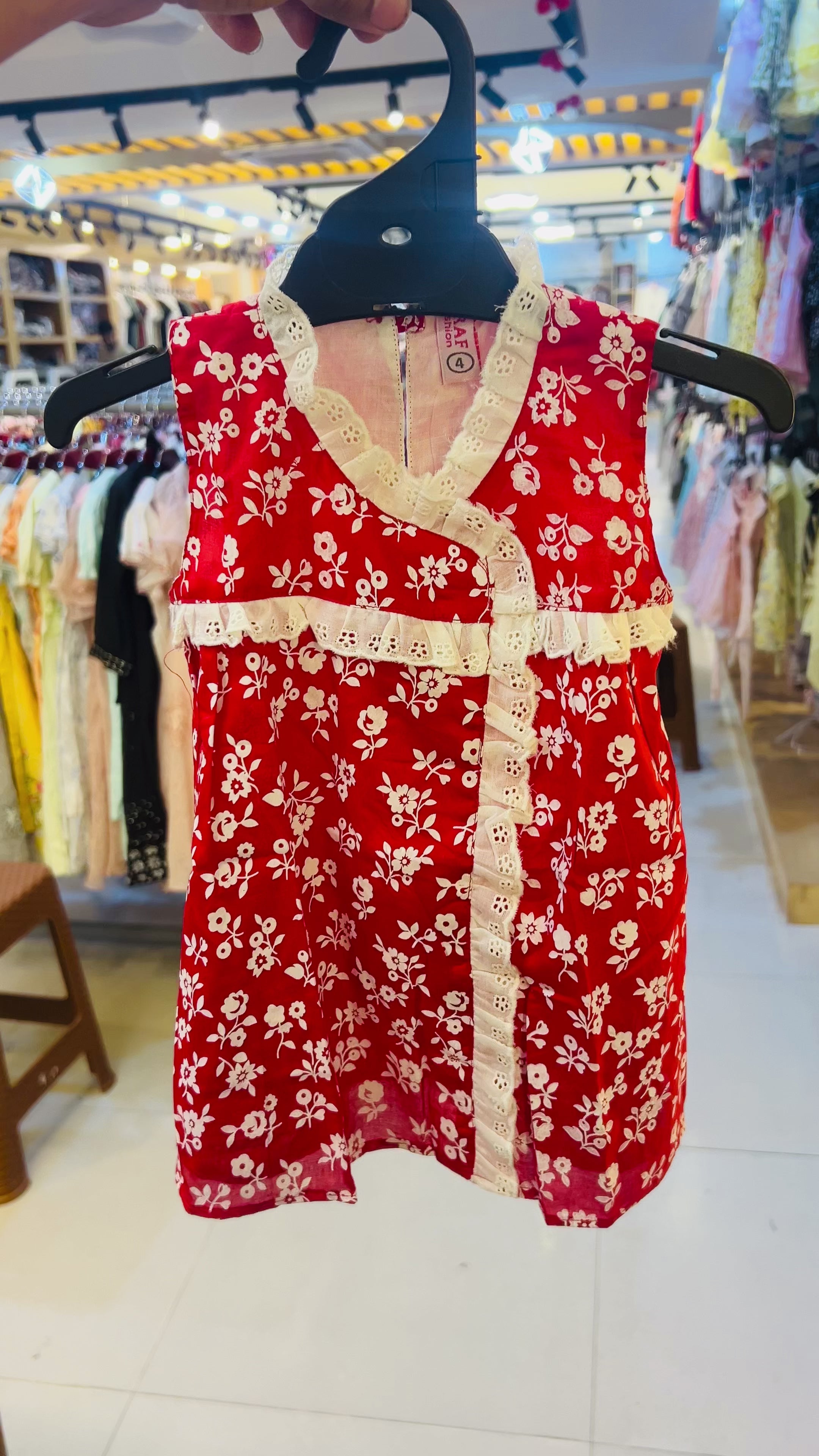 Girls Floral Printed Cotton Top & Shorts Set with Lace Detail-105