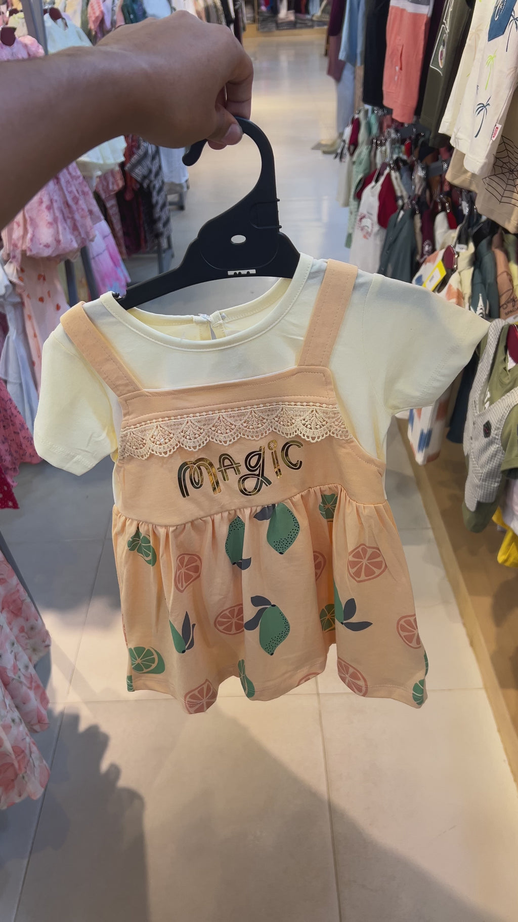 Baby Girls Magic Fruit Print Dress Set with Inner Tee & Bloomer 123