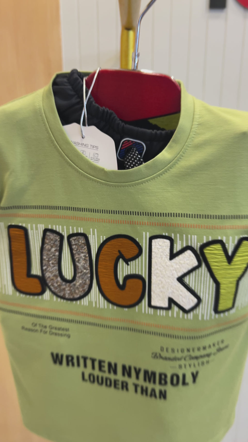 Kids “LUCKY” Printed T-Shirt & Jogger Set 361
