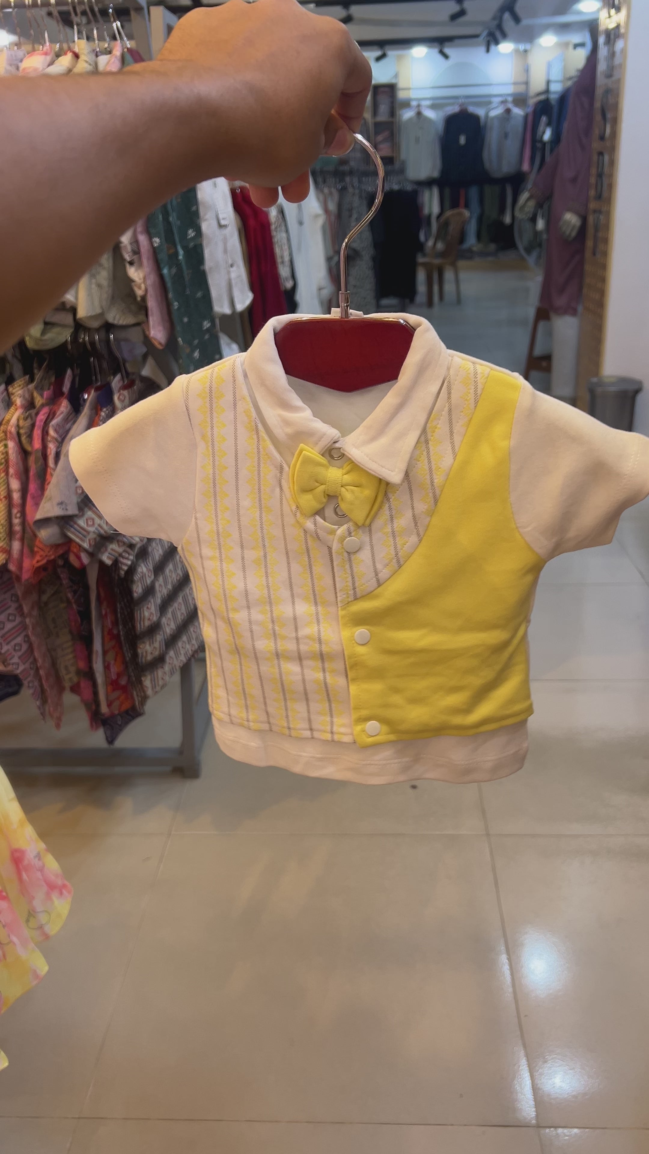 Baby Boys Formal Shirt & Shorts Set with Bow Tie