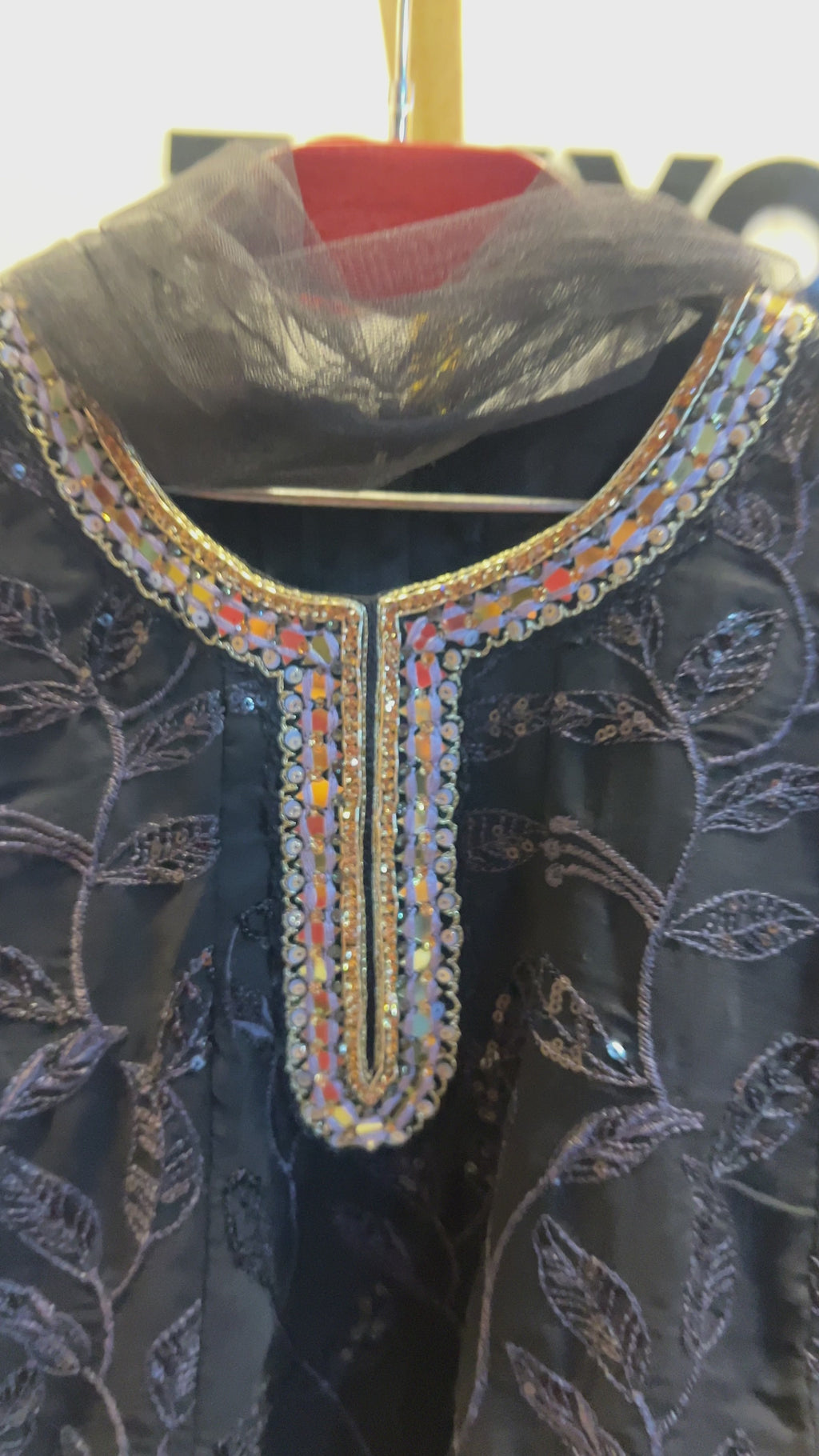 Luxury Black Embroidered Ethnic Kurti with Dupatta Set 045