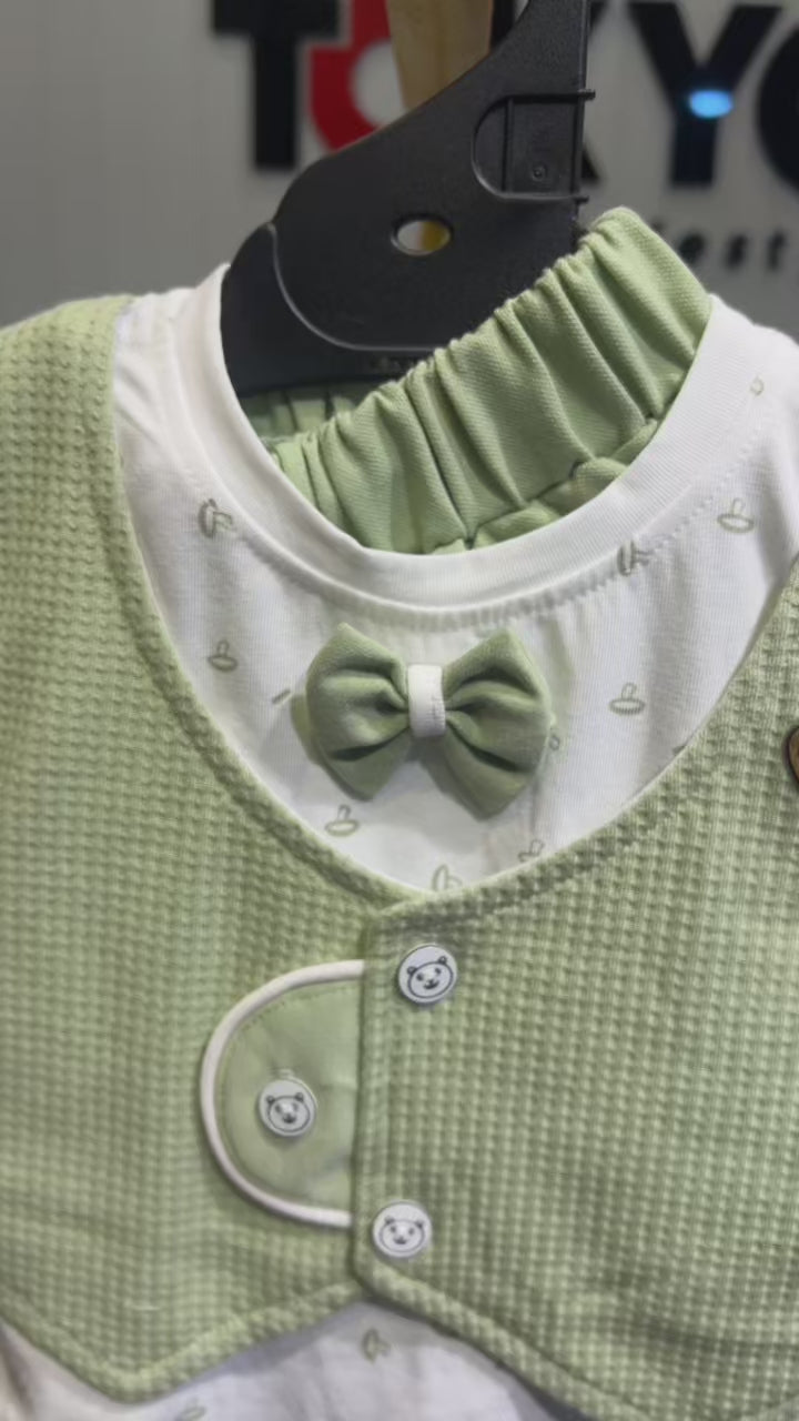Baby Boys Premium Waistcoat T-Shirt & Shorts Set – Winner Edition 330
