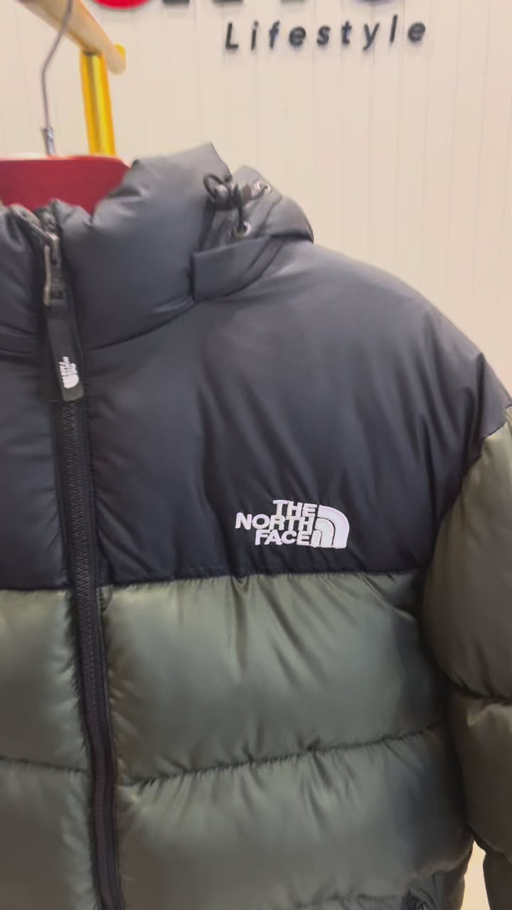 Mens Premium Hooded Puffer Jacket Olive Green