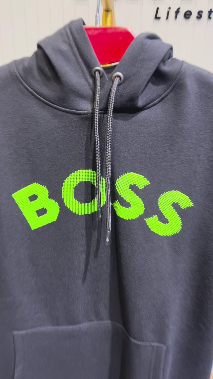 Mens BOSS Printed Hoodie Black 1009