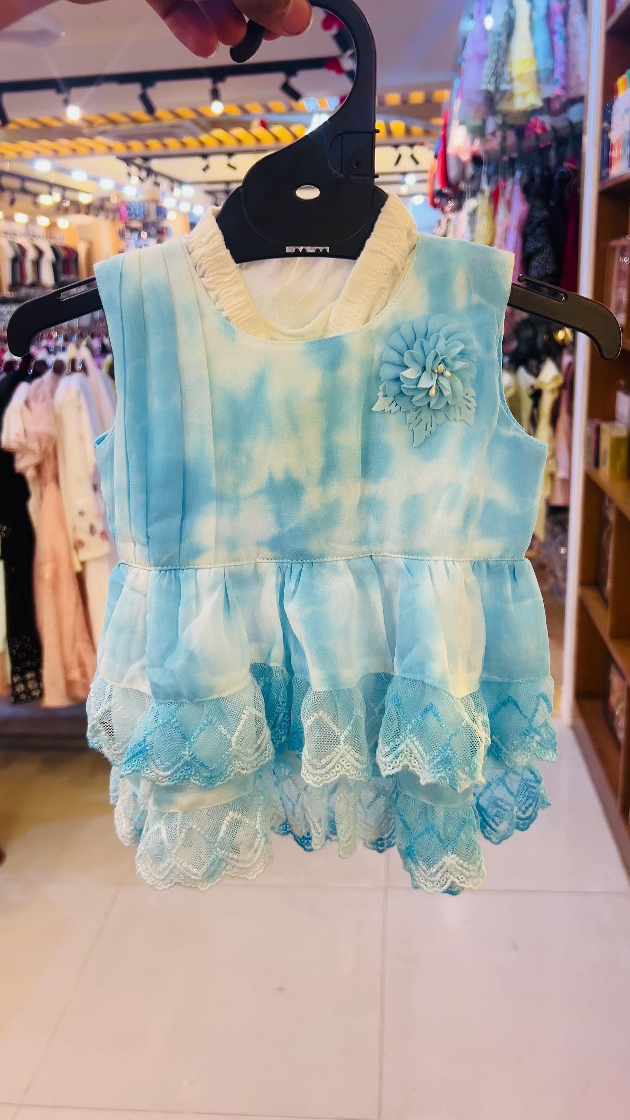Girls Tie-Dye Party Dress Set with Bloomers 101
