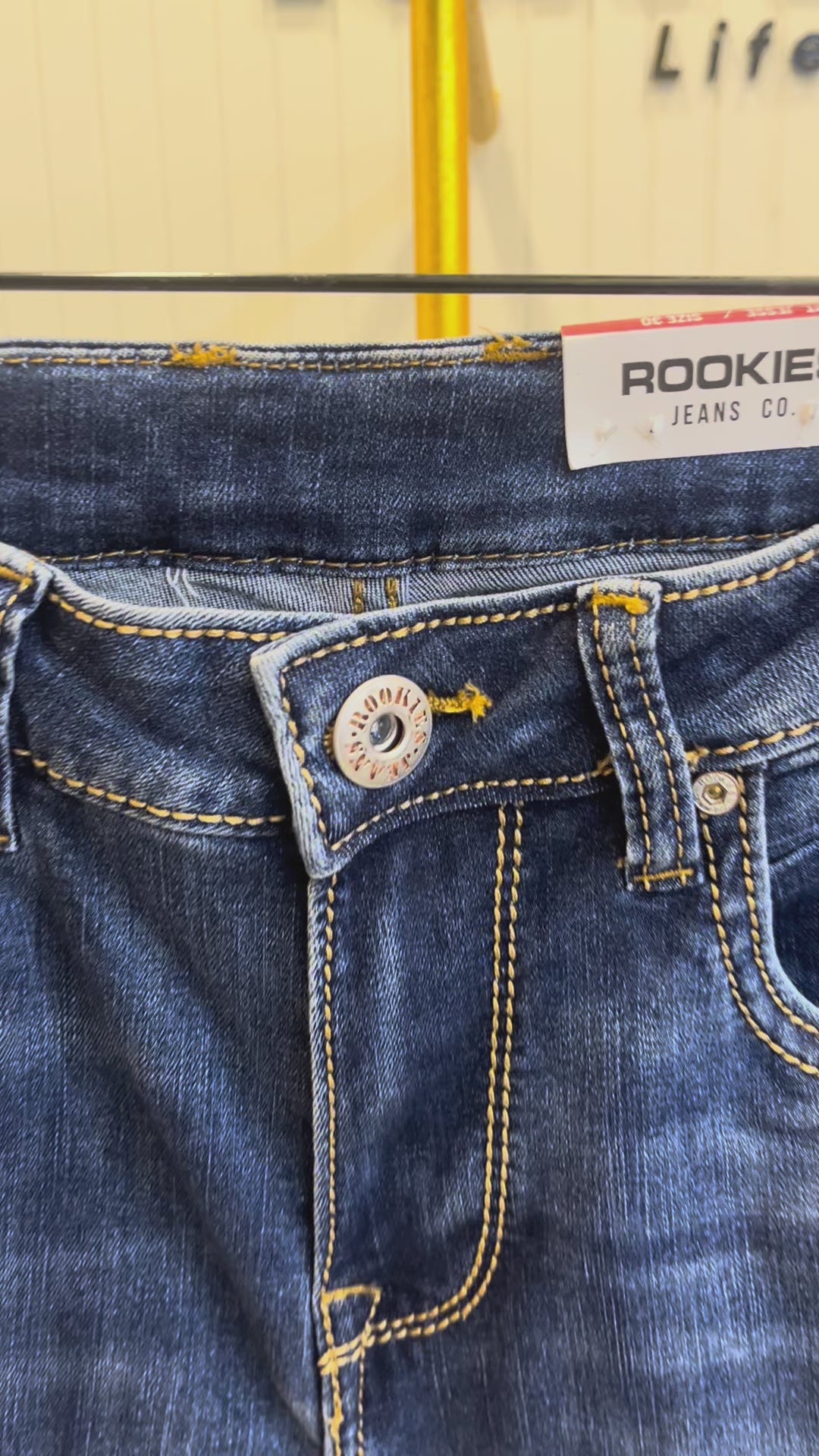 Rookies Mid-Rise Straight Comfort Stretch Jeans - Medium Blue RJ6382