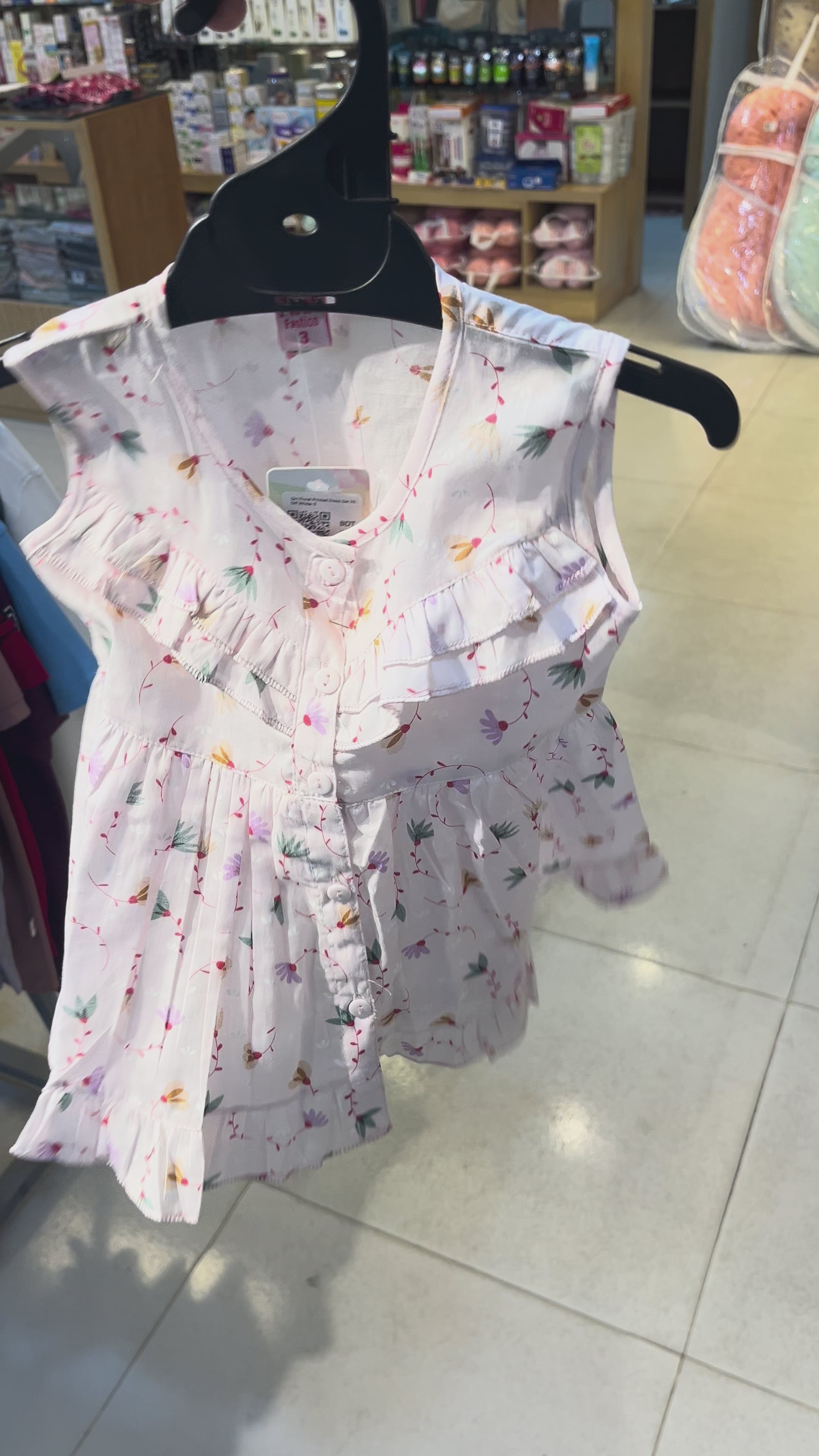 Baby Girl Floral Printed Cotton Dress Set with Bloomers 99