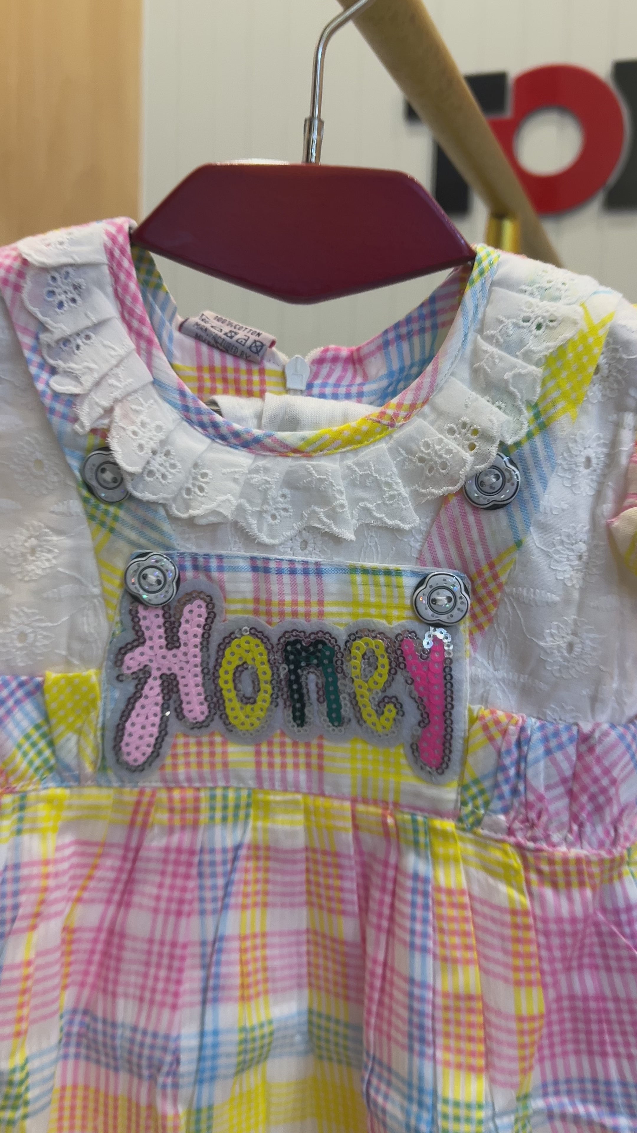 Baby Girls Colorful Check Dress with Inner (2-Piece Set).204