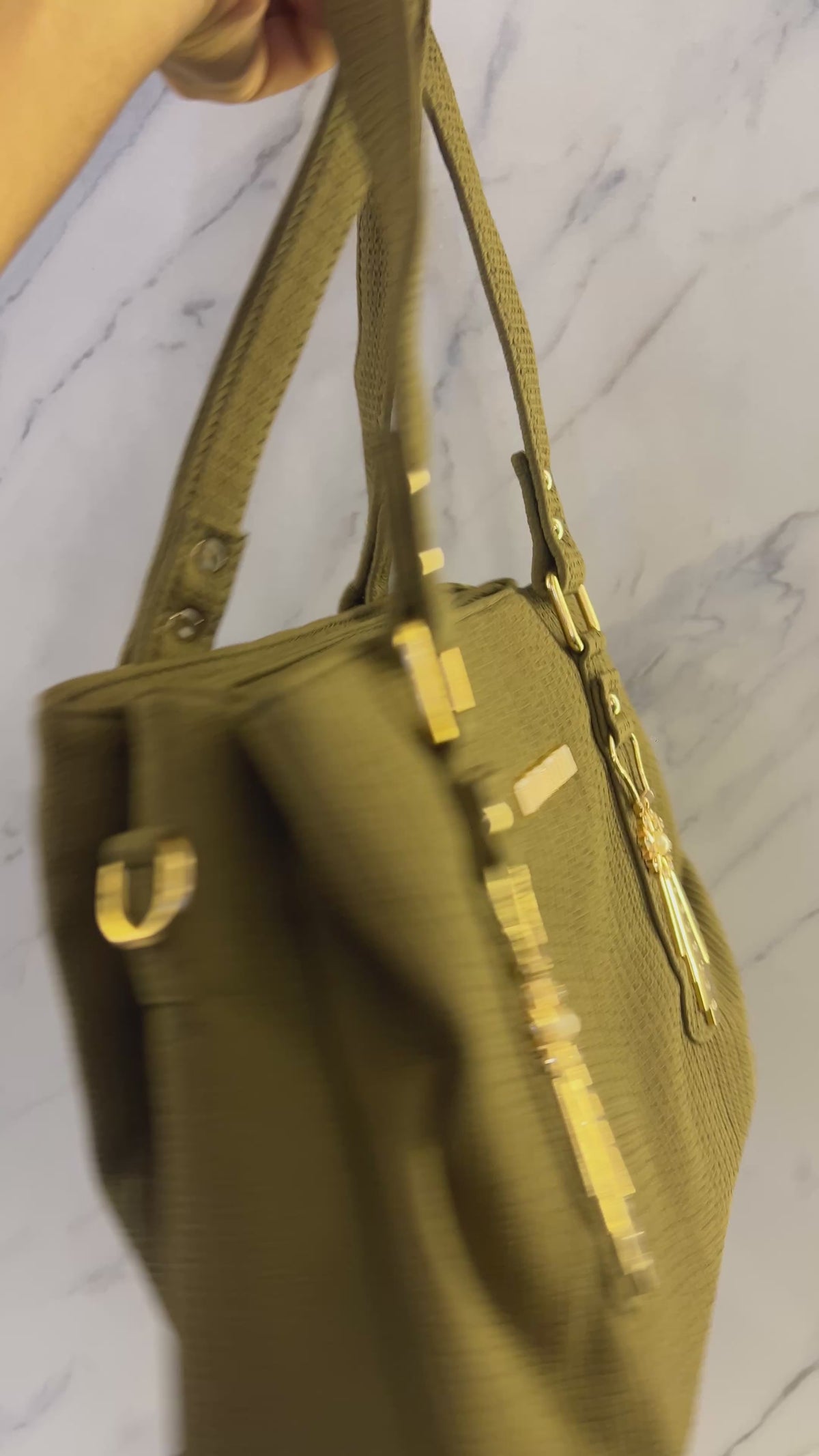 Premium Textured Charm Tote Bag – LB58