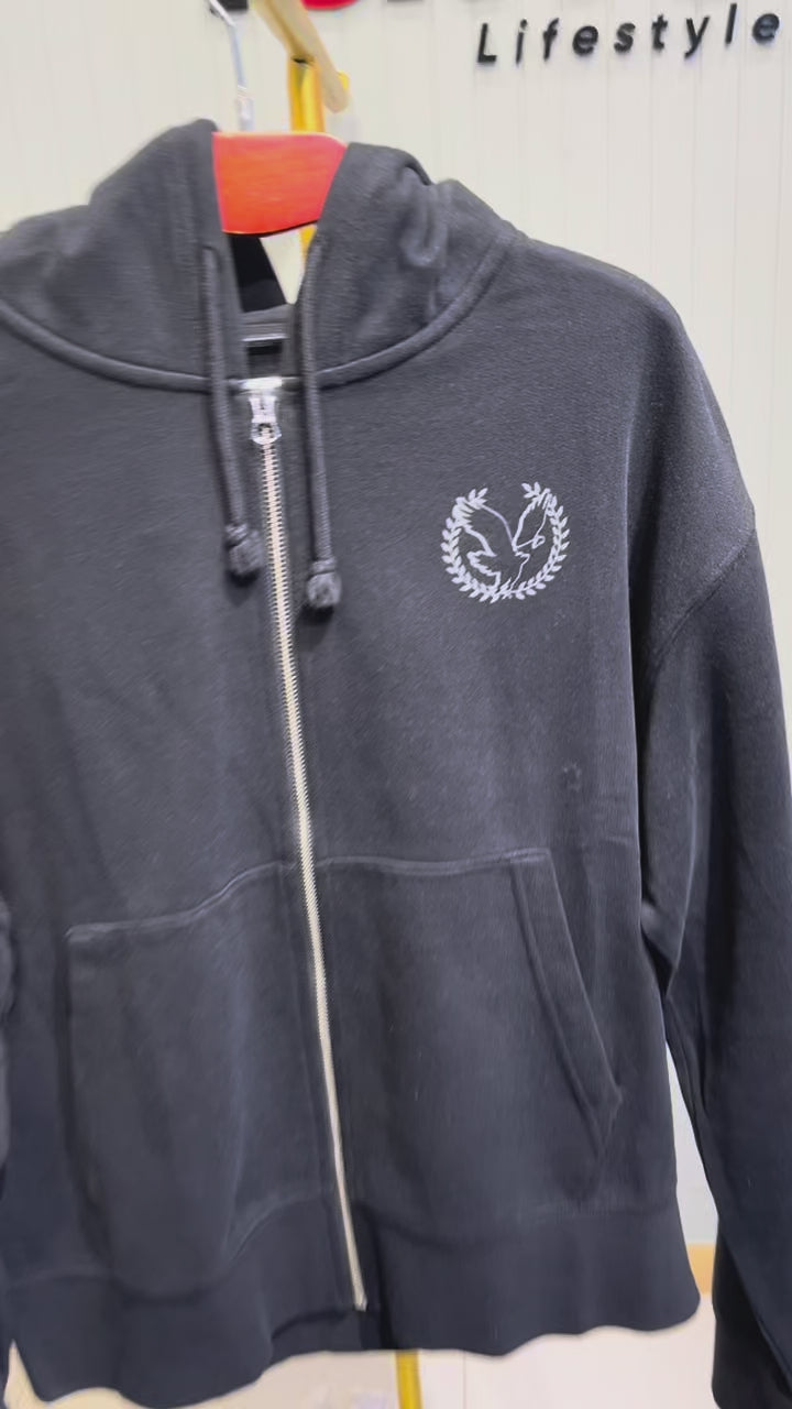 GATSBY Mans Full Zipper Hoodie American Eagle Black
