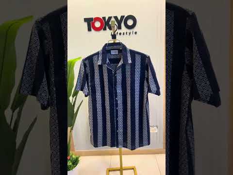 Premium Cuban Collar Bamboo Stripe Shirt GCST 423