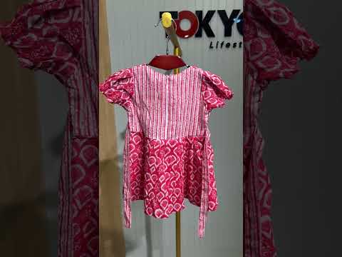 Baby Girls Printed Cotton Dress with Matching Bloomers – Casual Party Wear Outfit.198.