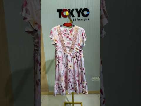 Girls Floral Printed Short Sleeve Party Frock A72