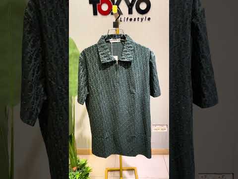 Men's Premium Zip Collar Patterned Polo T-Shirt 091