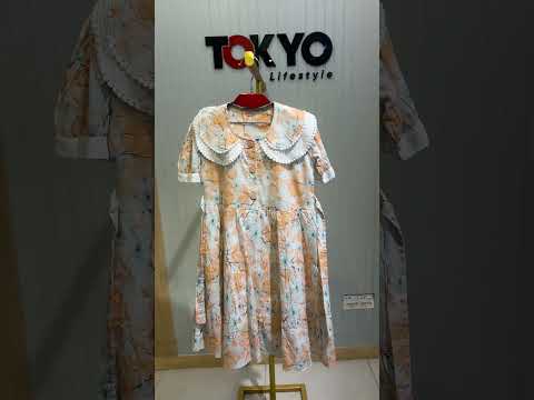 Girls Floral Printed Party Frock Dress with Peter Pan Collar A75