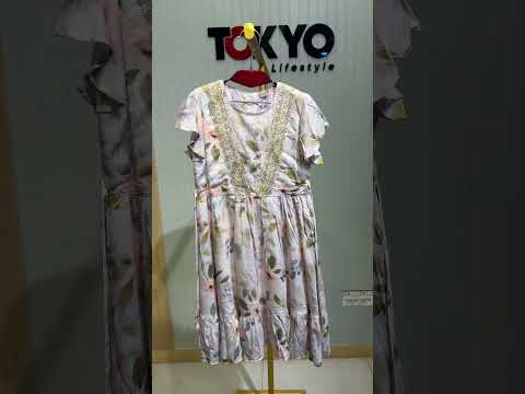 Girls Floral Printed Short Sleeve Party Frock A72