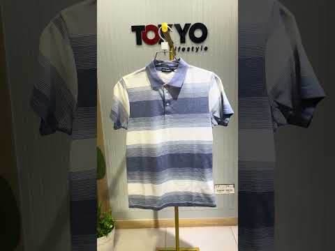 GATSBY Mans Polo T-SHIRT _ Cotton & Silk KE2615 Sky Print