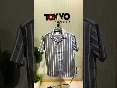 Premium Cuban Collar Bamboo Stripe Shirt GCST 421