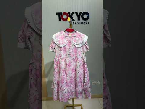 Girls Floral Printed Party Frock Dress with Peter Pan Collar A75