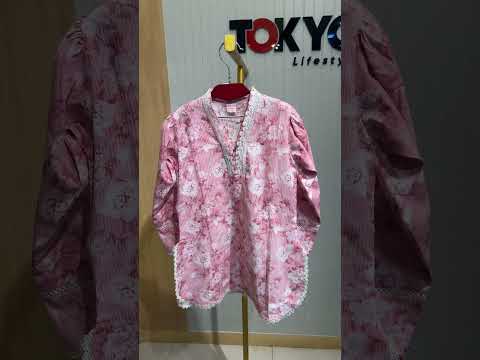 Girls' Floral Print Cotton Kurti & Pant Set 12