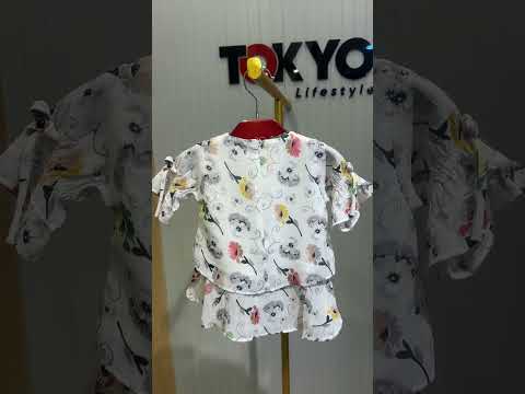 Baby Girls Floral Top & Navy Skirt Set with Belt 256