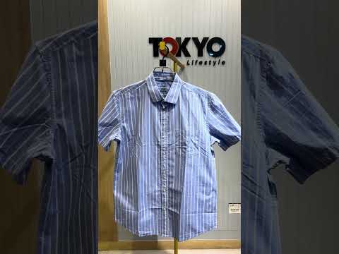 GATSBY MENS S/S SHIRT_ PERRY ELLIS 37 Sky Strip