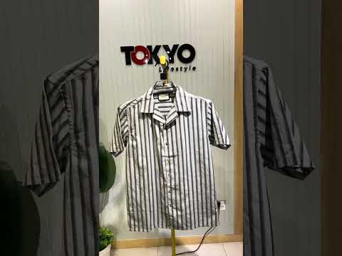 Premium Cuban Collar Bamboo Stripe Shirt GCST 389