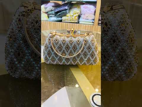 Luxury Crystal Stone Evening Clutch Bag with Chain Strap